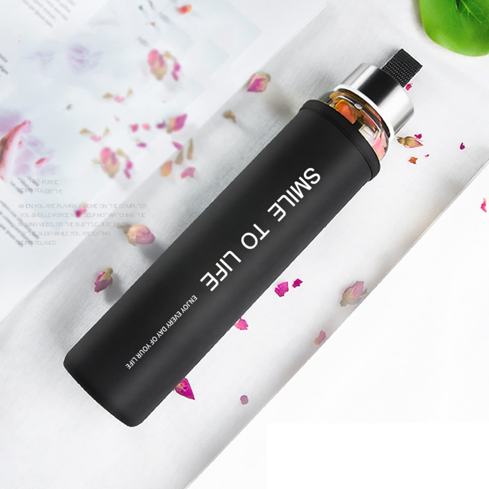 Amazon｜ガラス水筒 300ml スリム 細い ウォーターボトル 水筒 クリア